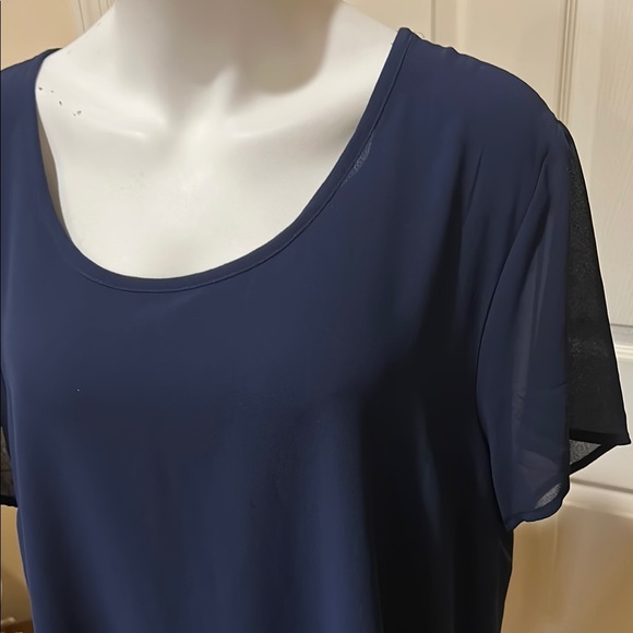 MICHAEL Michael Kors Navy Women's sheer lined Blouse. - Picture 2 of 10